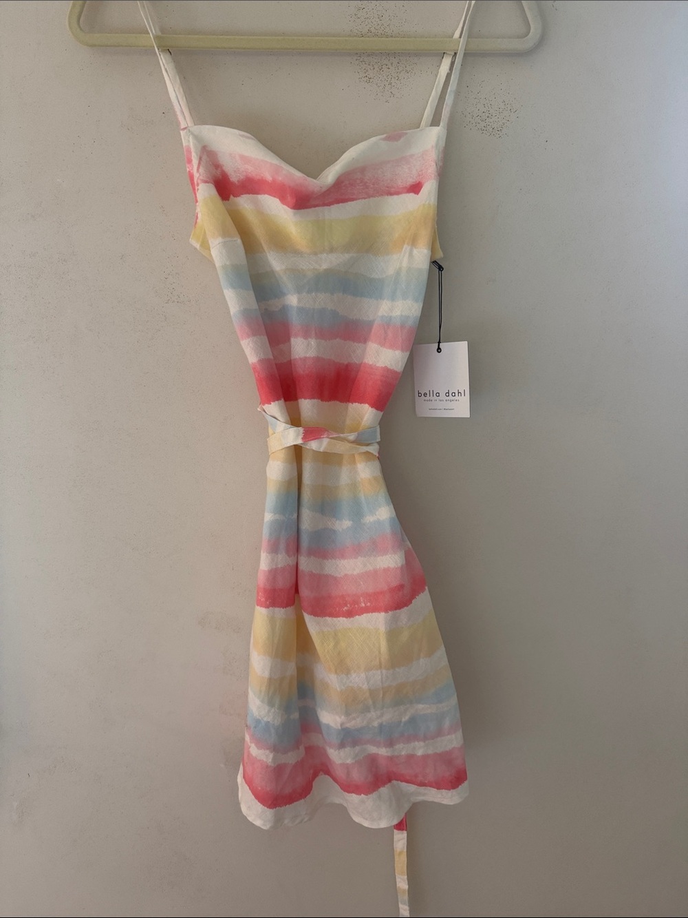 Bella Dahl Tie-Waist Sundress in Pastel Rainbow